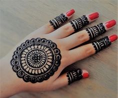 12.  Mandala design for rear palm in Arabic Mehndi for brides