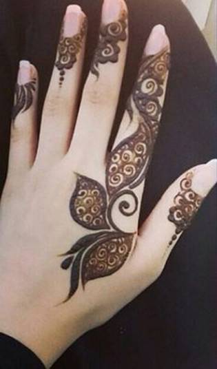 39. Simple finger design for rear palm in Arabic Mehndi for brides