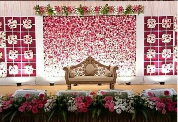  pink and white wedding stage decor