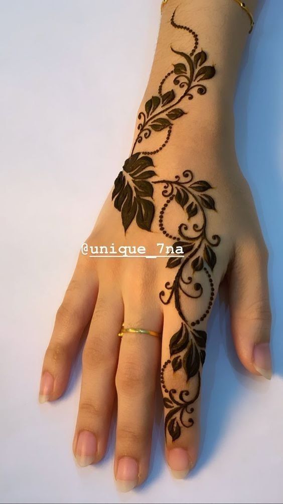 Finger tips leaves mehndi design simple beautiful for girls and ladies