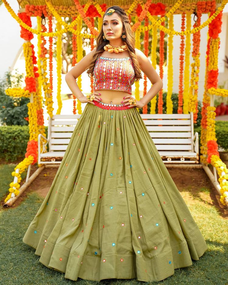 green lehenga for mehendi function