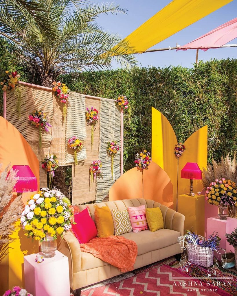 Haldi and Mehendi decor ideas for at home function - Fab Weddings