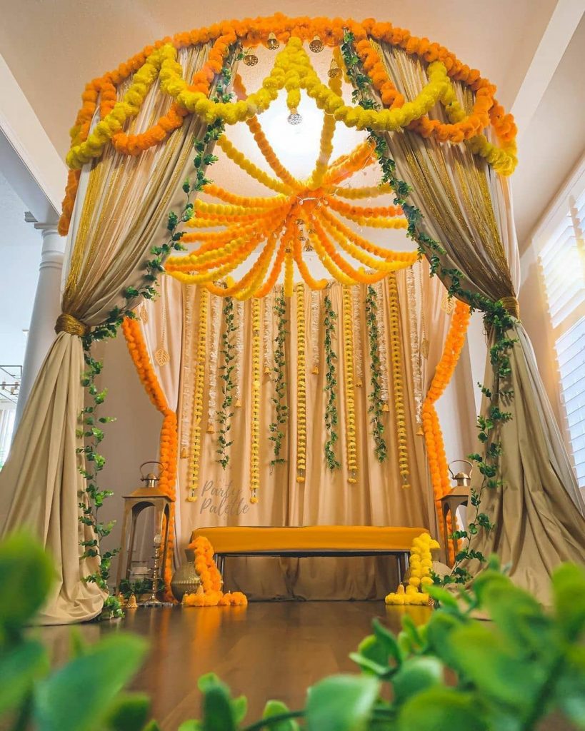 Honbon Flower & Pom Pom mehndi decoration items for marriage/hanging  ornament/ mehandi banner for home
