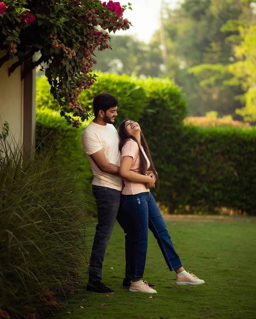 New Delhi India – November 25 2019 : A Couple Pose For Pre Wedding Shoot  Inside Lodhi Garden Delhi, A Popular Tourist Landmark In New Delhi India,  For Their Pre Wedding Shoot,